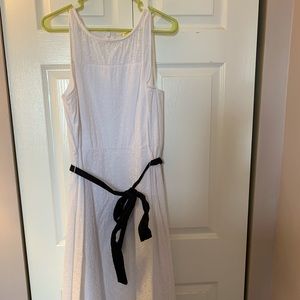 NWOT White Fit and Flare Dress with Ribbon Tie